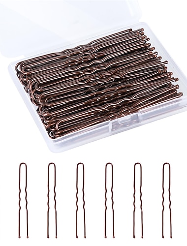  Forcine per capelli a forma di U, 200 forcine per chignon da 2,4 pollici per donne, bambini, ragazze, parrucchiere con scatola portaoggetti, per tutti i tipi di capelli - marrone