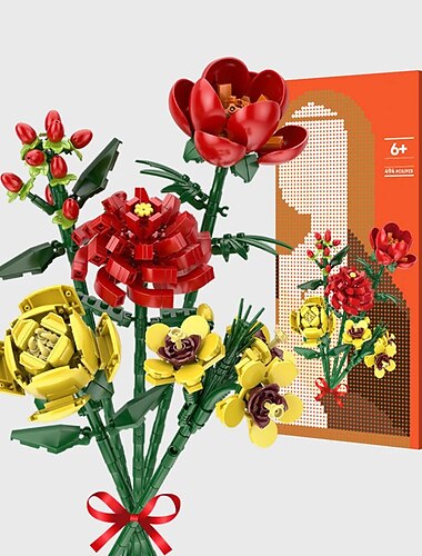  cadeaux pour la fête des femmes bouquet de fleurs modèle 3d jouet mini blocs de construction pour fille plante en pot assembler brique décoration vacances petite amie cadeau saint valentin pour les