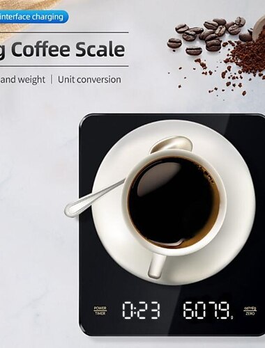  Balance électronique de chargement de batterie intégrée, minuterie automatique intégrée, balance à café intelligente pour expresso, balance de cuisine 3kg 0.1g