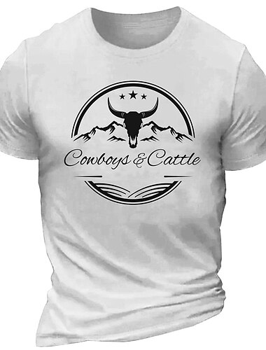  Per uomo Cowboy Maglietta 100% Cotone Manica Corta Grafico Camicia Nero Bianco Borgogna Maglietta comoda Sport all'Aperto Ferie Abbigliamento di stilista