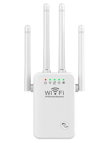  WLAN-Signalverstärker, 2,4 GHz, WLAN-Extender, Signalverstärker, 300 Mbit/s, einfache Einrichtung, 4 Antennen mit großer Reichweite für zu Hause mit Ethernet-Anschluss