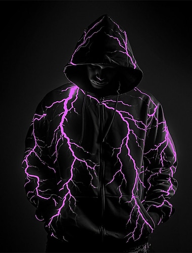  Herren Grafik-Drucke Aufhellung Hoodie Sweatshirt Kapuze Hoodies Pullover Kapuzenpullover mit Reißverschluss Langarm Sweatshirt mit Kapuze Mit Kapuze Sport 3D-Druck Festtage Urlaub Strassenmode Wei