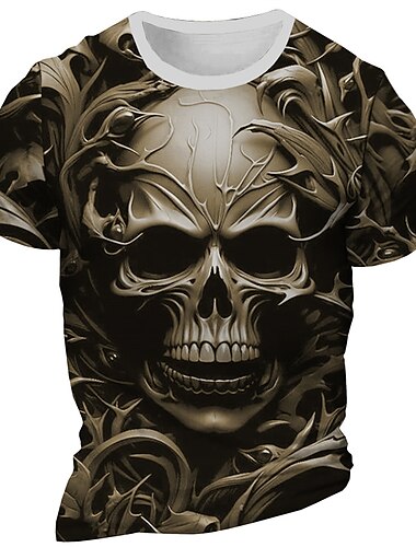  Herre Grafisk Skelet T-shirt Kortærmet T-shirt 3D-udskrivning Rund hals Skjorte Daglig Designer Retro / vintage Sport & Udendørs Ferie I-byen-tøj Rød Blå Brun Forår sommer Tøj Barsel S M L XL 2XL 3XL