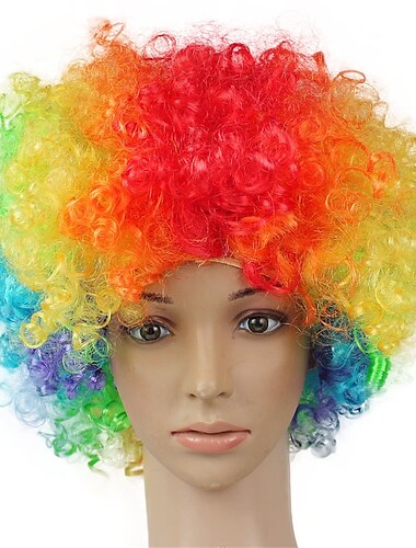  regenboog clown pruik kostuum accessoires korte kleurrijke afro haar pruik voor kinderen vrouwen mannen volwassenen 70s 80s carnaval feesten carnavals doen alsof spelen