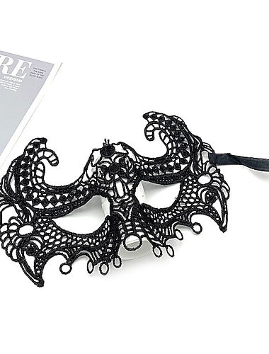  Masque de fête en dentelle pour adultes, 9 pièces, demi-visage, boule masquée, accessoires d'halloween pour femmes, masque pour les yeux amusant noir