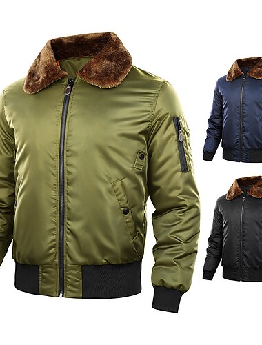  Herren Wintermantel Bomberjacke Jacke Freizeitjacke Outdoor Freizeitskleidung Warm Tasche Herbst Winter Glatt Modisch Strassenmode Kargen Standard Schwarz Königliches Blau Armeegrün Jacken