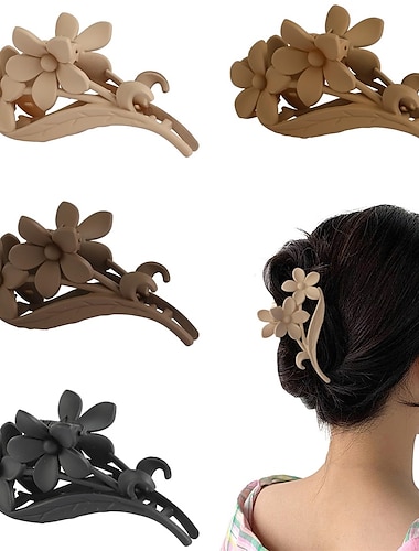 4 Stück Blumen-Haarklammern, matte Krallenklammern für Frauen, Blumenklammern für dickes, dünnes Haar, große Blumen-Haarklammern für Frauen, süße Haarklammer-Accessoires, Stil 2