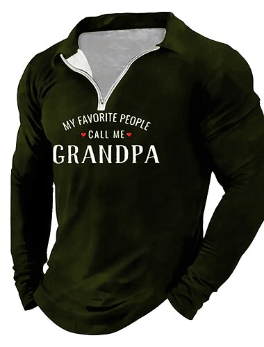  Koszula męska z długim rękawem z zamkiem błyskawicznym - 'Moje ulubione osoby nazywają mnie dziadkiem' Prezent rodzinny