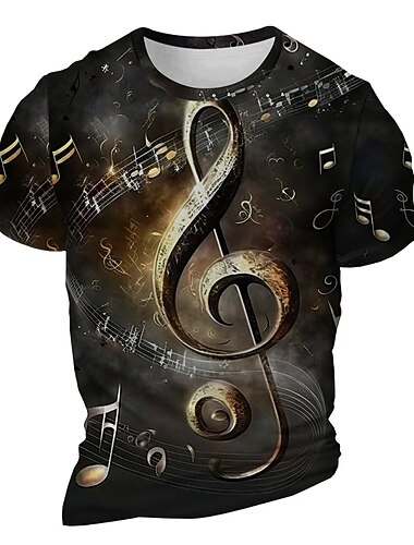  Festival de musique Homme Graphique Notes de Musique T-shirt Manche Courte T-shirt Impression 3D Col ras du cou Chemise Quotidien Designer Rétro Vintage Sport en Plein Air Fête Sortir Rouge Bleu Kaki