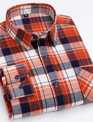  Herren Hemd Oberhemd Plaid Büro & Karriere Hochzeitsfeier Schwarz Dunkelrot Rote Blau Langarm Kargen Frühling & Herbst Bekleidung Vordertasche