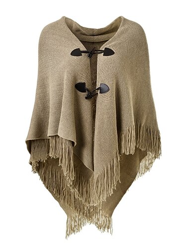  Retro Antiguo Medieval Renacimiento Capa Chales Poncho Feria del Renacimiento Vikingo Ranger élfico Color sólido Escote en Pico Mujer Casual Adulto Chal Primavera Otoño Invierno