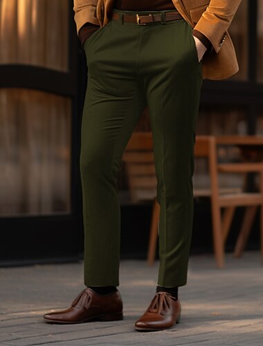  رجالي التخرج بنطلونات تشينوز السراويل جيب أمامي سهل راحة عمل مناسب للبس اليومي مناسب للعطلات موضة أنيقة & حديثة أزرق أخضر داكن