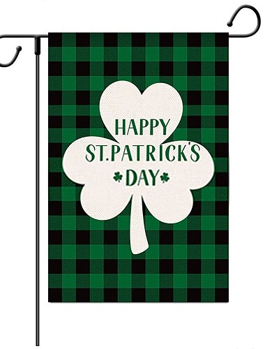  St. Patrick Day Gartenflagge, 30,5 x 45,7 cm, Outdoor-Dekorationen, Willkommens-Garten-Terrassen-Flagge, Glücksklee, Hofzwerge, Regenbogenflagge, doppelseitige Feiertags-Außenflaggen, 1 Stück