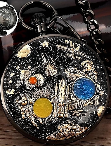  orologio da tasca musicale serie Space da uomo con catena orologio moda vintage retrò orologio da donna collana musicale orologi regalo da collezione per coppie uniche