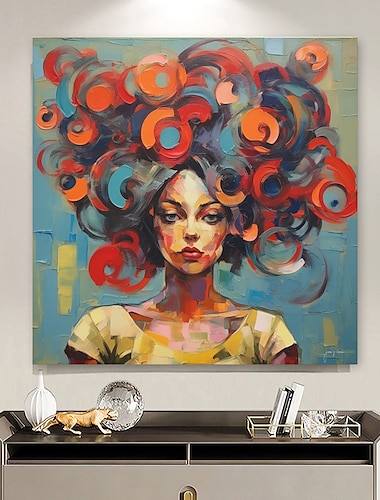 pintura al óleo pintada a mano mujer abstracta pintura al óleo de pelo grande graffiti art pintura sobre lienzo cuchillo grueso pintura de firgure arte de la pared arte contemporáneo moderno