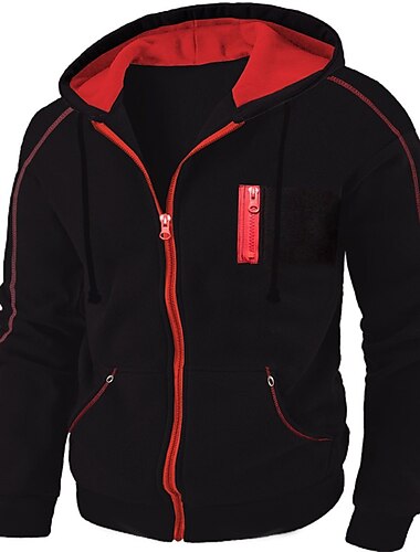  Men's Full Zip Hoodie Jacket Black White Red Navy Blue Green Hooded Plain Pocket Sports & Outdoor Daily Sports Hot Stamping Designer Basic Casual Spring &  Fall Clothing Apparel Hoodies Sweatshirts