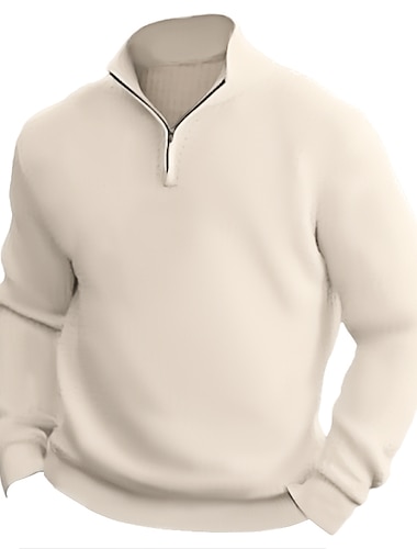  Herre Pullover genser Strikket genser Riflet Strikke Normal Strikket عادي Quarter Zip Hold Varm Moderne Moderne Dagligdagstøy Ut på byen Klær Høst Vinter Svart Hvit S M L