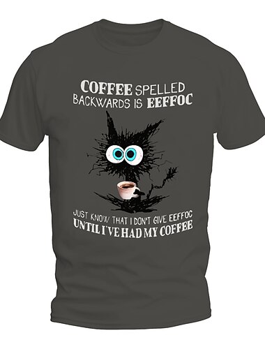  男性用 動物 猫 Tシャツ ティートップ コットン１００％ 半袖 グラフィック シャツ ブラック ホワイト バーガンディー 快適なTシャツ スポーツ・アウトドア 祝日 ファッションデザイナーの衣類