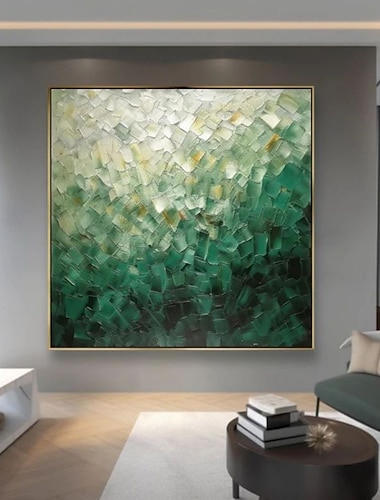 Картина маслом ручной работы, холст, настенное художественное украшение, современная зеленая абстрактная картина для домашнего декора, свернутая бескаркасная нерастянутая картина