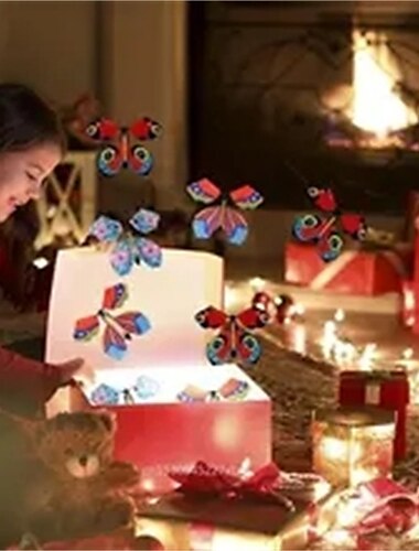  Carte volante papillon magique dans le livre, jouet avec mains vides, accessoires magiques de mariage, astuces, cadeau de noël, 5 pièces/ensemble