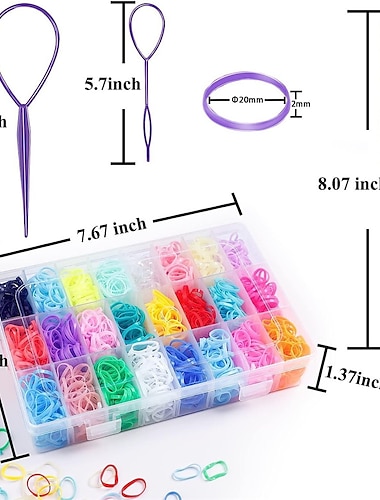  24 rutnätsfärger engångsgummibox för barn regnbåge flätat hår pannband kam hårögla set