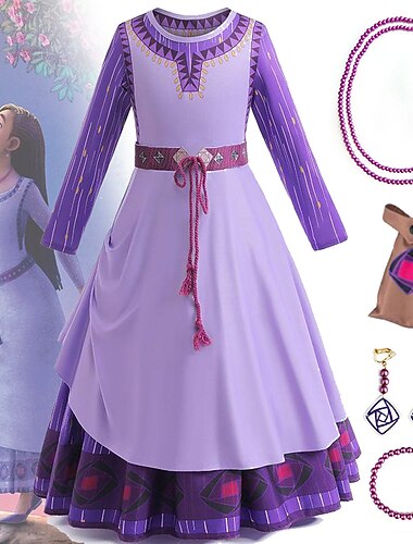  Souhait Princesse Acha Robe Tenues Mignon Cosplay de Film for Fille Enfant Carnaval Journée des enfants Nouvel An