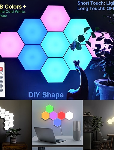  3 pièces hexagone lumière électronique capteur tactile applique activée hexagone nid d'abeille quantique modulaire nouveau design décor led lampe de nuit