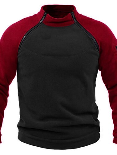  Herren Wander-Sweatshirt Fleece-Hoodie Taktischer Kapuzenpullover Ständer Sport & Natur Täglich Festtage Patchwork Farbblock Gelb Rote Blau Sportkleidung Strassenmode Sport Frühling & Herbst