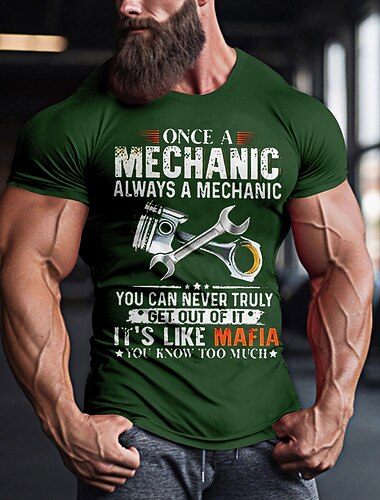 Tricou mecanic pentru bărbați - Amuzant 'Odată mecanic mereu mecanic e ca mafia' umor lucrativ