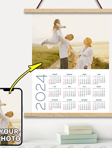  2024 Kalender, individuelle Wandkunst-Leinwanddrucke und Poster mit Aufhängern, Wandbehang, anpassbare Wandkunst-Leinwanddrucke – moderne Feiertagskunstdrucke, personalisiertes Valentinstagsgeschenk, maßgeschneidert