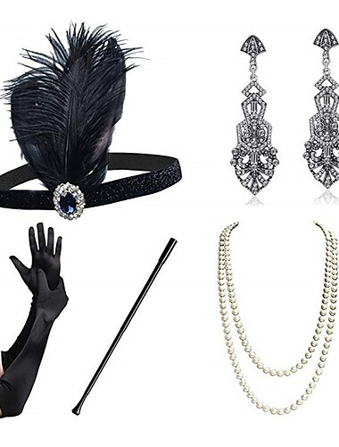  Kopfbedeckung Halskette Ohrring Austattungen Flapper Stirnband Retro Vintage 1920s Aleación Für Der große Gatsby Cosplay Karneval Damen Modeschmuck Modeschmuck