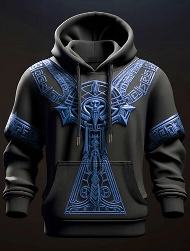 Herren Graphic Vikinger Hoodie Sweatshirt Kapuze Hoodies Pullover Hoodie Sweatshirt Kapuze Langarm Sweatshirt mit Kapuze Mit Kapuze Modisch 3D-Druck Sports Outdoor Festtage Urlaub Blau Grün Bedruckt