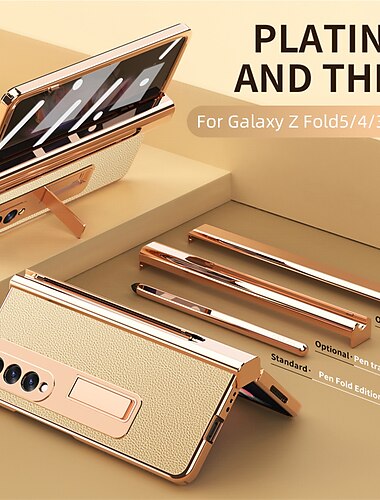  Чехол для телефона для Samsung Galaxy Z Fold 5 Z Fold 4 Z Fold 3 Z Fold 2 с подставкой шокозащита PU кожа