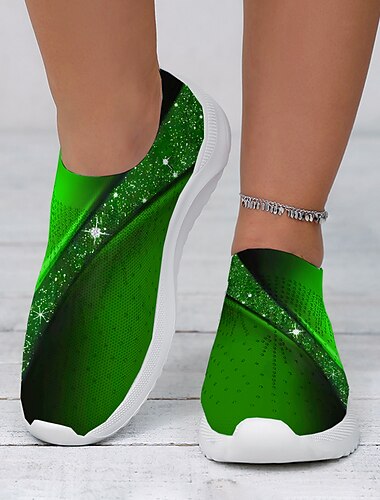  Lila bedruckte Flyknit-Sneaker zum Hineinschlüpfen für Damen – leichtes und atmungsaktives Freizeitschuhwerk zum Gehen und für den Komfort im Alltag