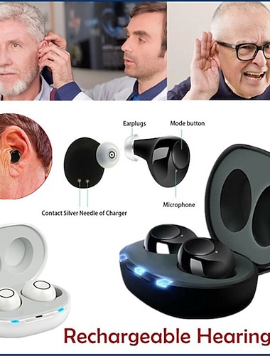  Invisible Rechargeable ITE Mini Hearing Aid Digital Adjustable Tone for Sound Amplifier Hearing Aid for The Elderly Hearing Loss