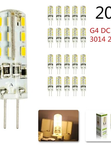  20 τμχ 10 τμχ g4 λαμπτήρας led 2w 24 led dc12v 3014smd λαμπτήρας μίνι σιλικόνης εξοικονόμησης 360 γωνία δέσμης αντικατάσταση πολυελαίου προβολέα φωτός αλογόνου