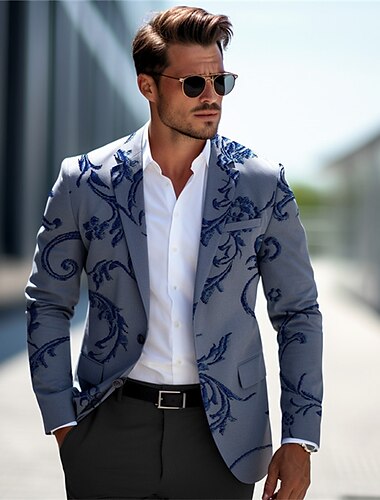 Kentucky Derby Herren Blumen Langarm Umlegekragen Geschäftlich Arbeit Büro-Outfit Ausgehen Knöpfe Druck Mehrere Taschen