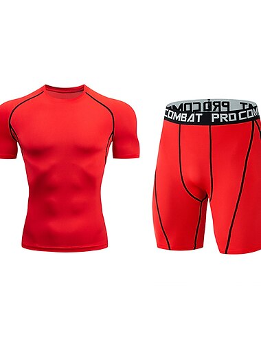  Herren 2 Stück Sommerhemd T Shirt Shorts-Sets Rundhalsausschnitt Kurzarm Sport & Natur Fitness Urlaub Ausgehen Casual Weich 2 teilig Glatt Schwarz Weiß Sportkleidung Modisch Sport