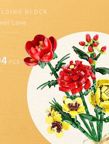  Presentes do dia das mulheres kit de construção de buquê de flores rosas com caixa de exibição de capa diy coleção botânica de flores blocos de construção tijolos mesa casa presentes de dia das mães