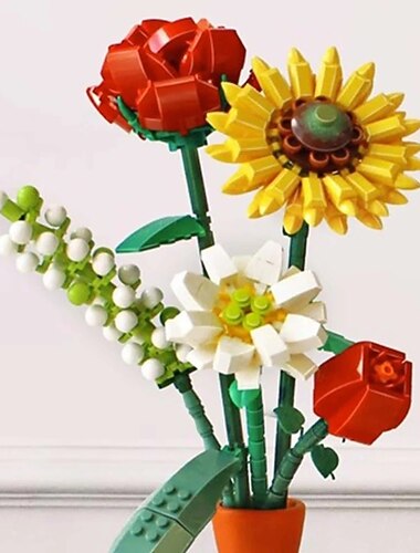  kvindedag gaver byggeklods blomst hvid krysantemum desktop dekoration dekorativ blomst plast byggeklodser blomst kreativ puslespil legetøj festival gave mors dag gaver til mor