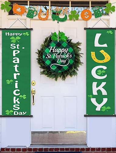  1 Stk. Patrick's Day Glücksposter mit Kleiderbügeln, Innenhof-Wandkunst, Leinwand-Poster, Kunst für Zuhause, Wohnzimmer, Dekoration, Wandkunst-Dekor