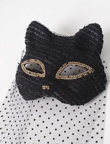  Masque de chat de carnaval de venise, accessoires de fête de remise de diplôme noirs, masques de cosplay d'halloween élégants pour femmes