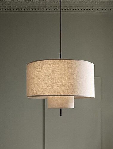  LED-Pendelleuchte, moderner Trommel-Kronleuchter, 3 Lichter, rustikaler Stoff-Lampenschirm, Hängeleuchte, Hängeleuchte für Küche, Wohnzimmer, Schlafzimmer, Restaurant