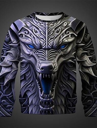  Homens Gráfico Animal camisolas Moletom Manga Longa Moletom Gola Redonda Moda Diário Casual Impressão 3D Férias Feriado Para Noite Imprimir Primavera & Outono