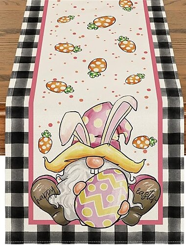  Camino de mesa, camino de mesa de Pascua feliz, lindo mantel con patrón de huevo de conejo, camino de mesa atmosférico de Pascua, camino de mesa de tela para decoración de escritorio de vacaciones, decoración de Pascua