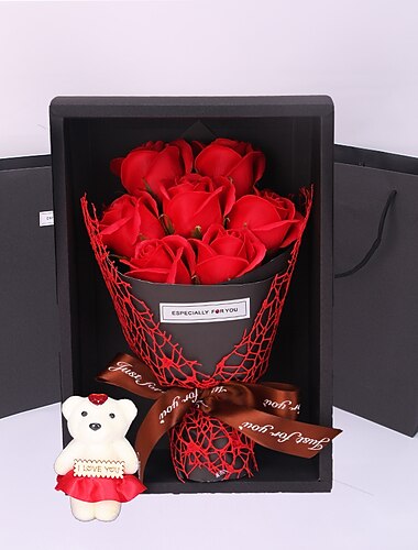  kvinders dag gaver valentinsdag 7 rose sæbe buket gaveæske nelliker qixi valentinsdag mors dag sygeplejerske dag gave mors dag gaver til mor