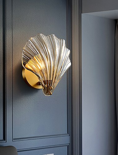  Apliques de pared, lámpara de pared espejo lámpara de lectura lámpara de pared cáscara cobre salón lámpara de pared moderno minimalista creativo dormitorio iluminación decorativa lámpara de pared