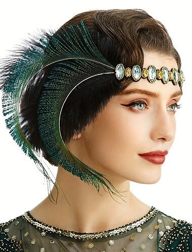  Vintage 1920er Der große Gatsby Flapper-Stirnband Stirnbänder Der große Gatsby Hochzeitsgast Feder Damen Halloween Karneval Maskerade Leistung Hochzeit Hochzeitsgast Erwachsene Kopfbedeckung