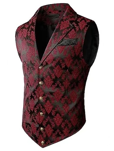  Rococo Baroque Victorienne Veste Gilet Double Boutonnage Couleur Unie Homme Événement / Fête Carnaval de Venise Adulte Gilet Printemps Automne