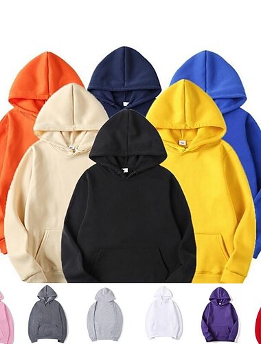  Herr Huvtröja Huva Sport & Utomhus Dagligen Helgdag Ficka Slät Vinrött Svart Vit Polyester Sportkläder Streetwear Sport Vår & Höst